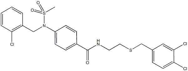 4-[(2-chlorobenzyl)(methylsulfonyl)amino]-N-{2-[(3,4-dichlorobenzyl)sulfanyl]ethyl}benzamide Struktur