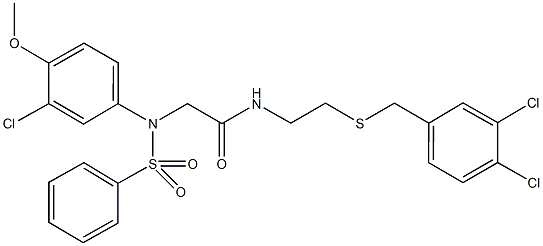 2-[3-chloro-4-methoxy(phenylsulfonyl)anilino]-N-{2-[(3,4-dichlorobenzyl)sulfanyl]ethyl}acetamide Struktur