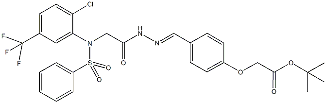 tert-butyl [4-(2-{[2-chloro(phenylsulfonyl)-5-(trifluoromethyl)anilino]acetyl}carbohydrazonoyl)phenoxy]acetate Struktur