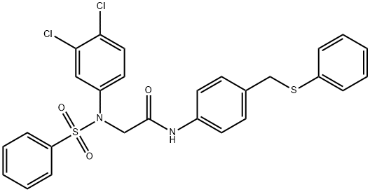 2-[3,4-dichloro(phenylsulfonyl)anilino]-N-{4-[(phenylsulfanyl)methyl]phenyl}acetamide Struktur