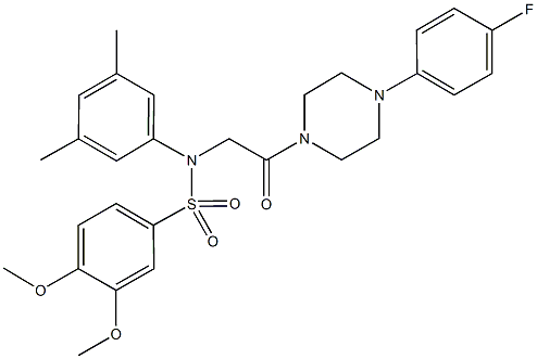 N-(3,5-dimethylphenyl)-N-{2-[4-(4-fluorophenyl)-1-piperazinyl]-2-oxoethyl}-3,4-dimethoxybenzenesulfonamide Struktur