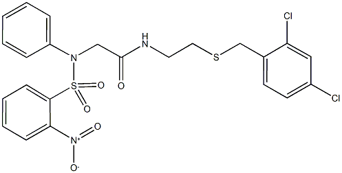 N-{2-[(2,4-dichlorobenzyl)sulfanyl]ethyl}-2-[({2-nitrophenyl}sulfonyl)anilino]acetamide Struktur