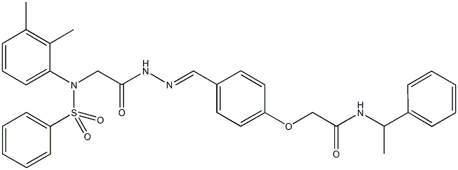 2-[4-(2-{[2,3-dimethyl(phenylsulfonyl)anilino]acetyl}carbohydrazonoyl)phenoxy]-N-(1-phenylethyl)acetamide Struktur