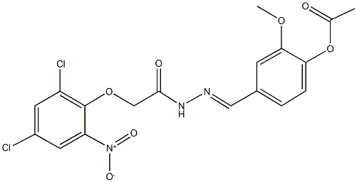 4-[2-({2,4-dichloro-6-nitrophenoxy}acetyl)carbohydrazonoyl]-2-methoxyphenyl acetate Struktur