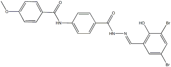 N-(4-{[2-(3,5-dibromo-2-hydroxybenzylidene)hydrazino]carbonyl}phenyl)-4-methoxybenzamide Struktur