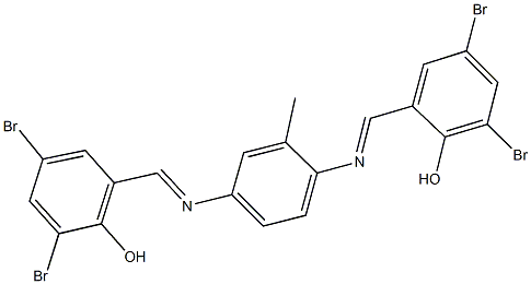 2,4-dibromo-6-[({4-[(3,5-dibromo-2-hydroxybenzylidene)amino]-2-methylphenyl}imino)methyl]phenol Struktur