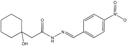 2-(1-hydroxycyclohexyl)-N'-{4-nitrobenzylidene}acetohydrazide Struktur