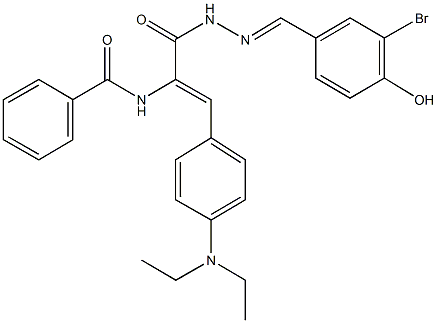 N-{1-{[2-(3-bromo-4-hydroxybenzylidene)hydrazino]carbonyl}-2-[4-(diethylamino)phenyl]vinyl}benzamide Struktur