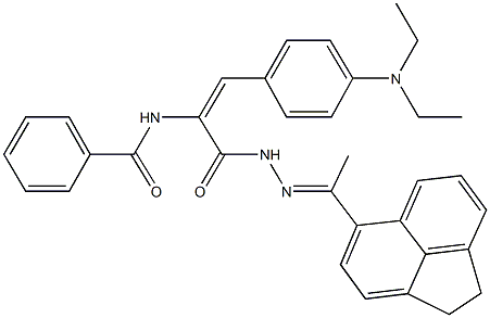 N-[2-[4-(diethylamino)phenyl]-1-({2-[1-(1,2-dihydro-5-acenaphthylenyl)ethylidene]hydrazino}carbonyl)vinyl]benzamide Struktur