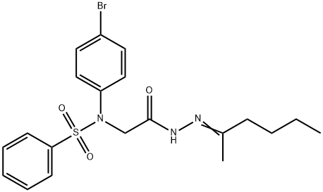 N-(4-bromophenyl)-N-{2-[2-(1-methylpentylidene)hydrazino]-2-oxoethyl}benzenesulfonamide Struktur