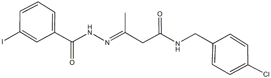 N-(4-chlorobenzyl)-3-[(3-iodobenzoyl)hydrazono]butanamide Struktur