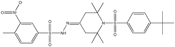 N'-{1-[(4-tert-butylphenyl)sulfonyl]-2,2,6,6-tetramethyl-4-piperidinylidene}-3-nitro-4-methylbenzenesulfonohydrazide Struktur