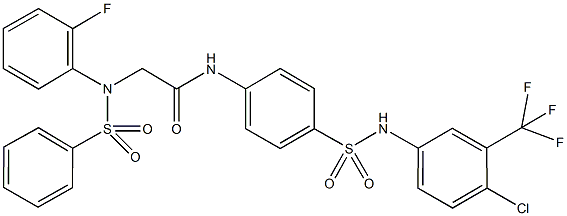 N-(4-{[4-chloro-3-(trifluoromethyl)anilino]sulfonyl}phenyl)-2-[2-fluoro(phenylsulfonyl)anilino]acetamide Struktur