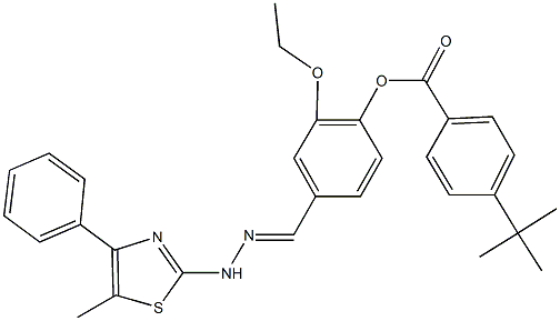 2-ethoxy-4-[2-(5-methyl-4-phenyl-1,3-thiazol-2-yl)carbohydrazonoyl]phenyl 4-tert-butylbenzoate Struktur