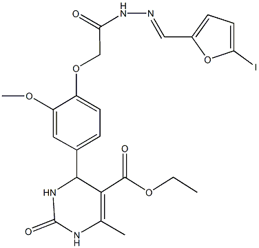 ethyl 4-[4-(2-{2-[(5-iodo-2-furyl)methylene]hydrazino}-2-oxoethoxy)-3-methoxyphenyl]-6-methyl-2-oxo-1,2,3,4-tetrahydro-5-pyrimidinecarboxylate Struktur