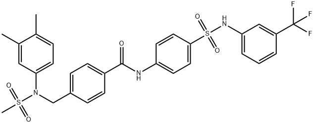 4-{[3,4-dimethyl(methylsulfonyl)anilino]methyl}-N-(4-{[3-(trifluoromethyl)anilino]sulfonyl}phenyl)benzamide Struktur