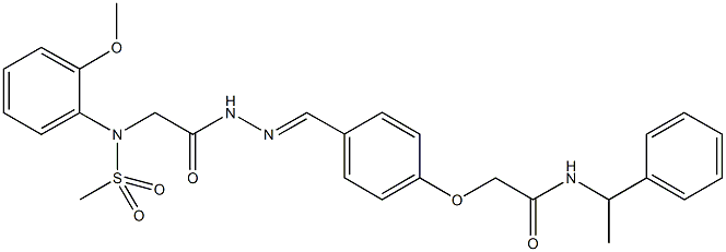 2-[4-(2-{[2-methoxy(methylsulfonyl)anilino]acetyl}carbohydrazonoyl)phenoxy]-N-(1-phenylethyl)acetamide Struktur