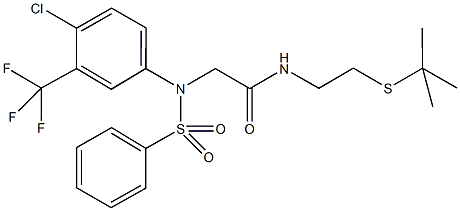 N-[2-(tert-butylsulfanyl)ethyl]-2-[4-chloro(phenylsulfonyl)-3-(trifluoromethyl)anilino]acetamide Struktur