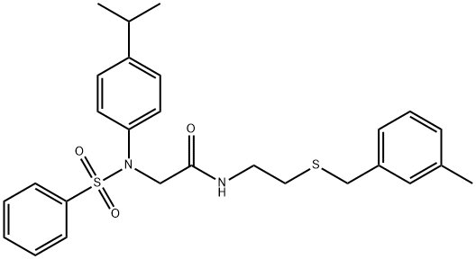 2-[4-isopropyl(phenylsulfonyl)anilino]-N-{2-[(3-methylbenzyl)sulfanyl]ethyl}acetamide Struktur