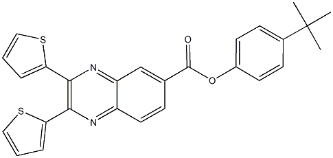 4-tert-butylphenyl 2,3-di(2-thienyl)-6-quinoxalinecarboxylate Struktur