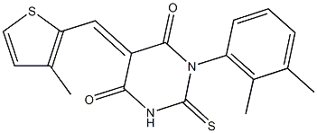 1-(2,3-dimethylphenyl)-5-[(3-methyl-2-thienyl)methylene]-2-thioxodihydro-4,6(1H,5H)-pyrimidinedione Struktur