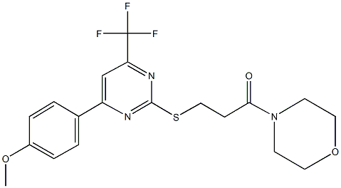 4-(3-{[4-(4-methoxyphenyl)-6-(trifluoromethyl)-2-pyrimidinyl]sulfanyl}propanoyl)morpholine Struktur