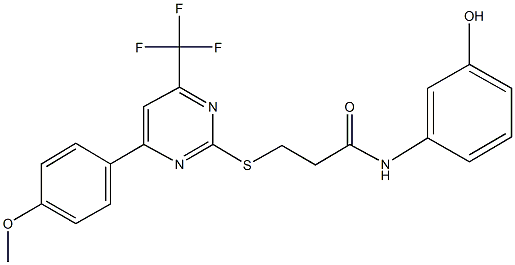 N-(3-hydroxyphenyl)-3-{[4-(4-methoxyphenyl)-6-(trifluoromethyl)-2-pyrimidinyl]sulfanyl}propanamide Struktur