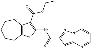 ethyl 2-[([1,2,4]triazolo[1,5-a]pyrimidin-2-ylcarbonyl)amino]-5,6,7,8-tetrahydro-4H-cyclohepta[b]thiophene-3-carboxylate Struktur