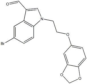 1-[2-(1,3-benzodioxol-5-yloxy)ethyl]-5-bromo-1H-indole-3-carbaldehyde Struktur