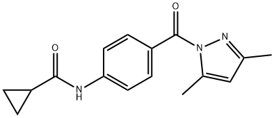 N-{4-[(3,5-dimethyl-1H-pyrazol-1-yl)carbonyl]phenyl}cyclopropanecarboxamide Struktur