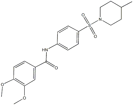 3,4-dimethoxy-N-{4-[(4-methyl-1-piperidinyl)sulfonyl]phenyl}benzamide Struktur