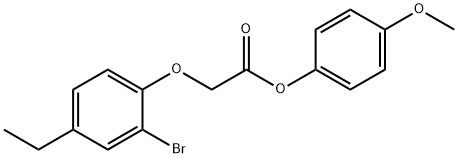 4-methoxyphenyl (2-bromo-4-ethylphenoxy)acetate Struktur