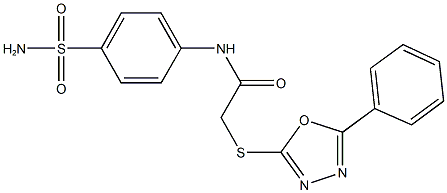 N-[4-(aminosulfonyl)phenyl]-2-[(5-phenyl-1,3,4-oxadiazol-2-yl)sulfanyl]acetamide Struktur