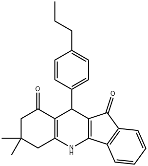 7,7-dimethyl-10-(4-propylphenyl)-6,7,8,10-tetrahydro-5H-indeno[1,2-b]quinoline-9,11-dione Struktur