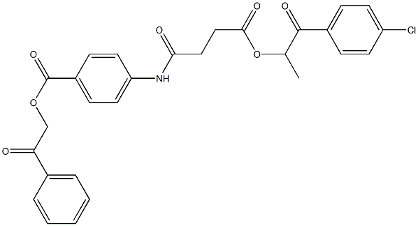 2-oxo-2-phenylethyl 4-({4-[2-(4-chlorophenyl)-1-methyl-2-oxoethoxy]-4-oxobutanoyl}amino)benzoate Struktur