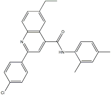 2-(4-chlorophenyl)-N-(2,4-dimethylphenyl)-6-ethyl-4-quinolinecarboxamide Struktur