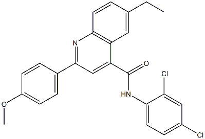 N-(2,4-dichlorophenyl)-6-ethyl-2-(4-methoxyphenyl)-4-quinolinecarboxamide Struktur