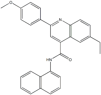 6-ethyl-2-(4-methoxyphenyl)-N-(1-naphthyl)-4-quinolinecarboxamide Struktur