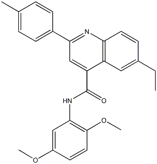 N-(2,5-dimethoxyphenyl)-6-ethyl-2-(4-methylphenyl)-4-quinolinecarboxamide Struktur