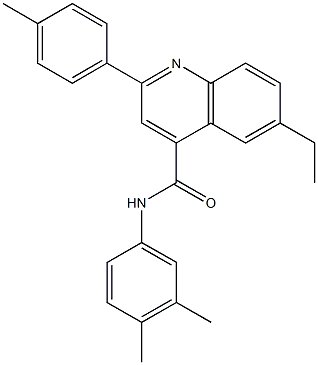 N-(3,4-dimethylphenyl)-6-ethyl-2-(4-methylphenyl)-4-quinolinecarboxamide Struktur