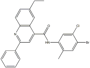 N-(4-bromo-5-chloro-2-methylphenyl)-6-ethyl-2-phenyl-4-quinolinecarboxamide Struktur