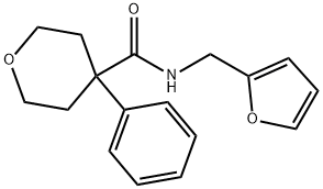 N-(2-furylmethyl)-4-phenyltetrahydro-2H-pyran-4-carboxamide Struktur