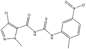 N-[(4-chloro-1-methyl-1H-pyrazol-5-yl)carbonyl]-N'-{5-nitro-2-methylphenyl}thiourea Struktur