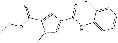 ethyl 3-[(2-chloroanilino)carbonyl]-1-methyl-1H-pyrazole-5-carboxylate Struktur