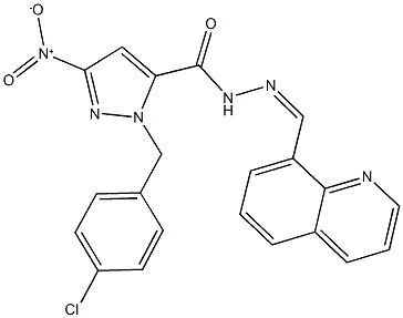 1-(4-chlorobenzyl)-3-nitro-N'-(8-quinolinylmethylene)-1H-pyrazole-5-carbohydrazide Struktur