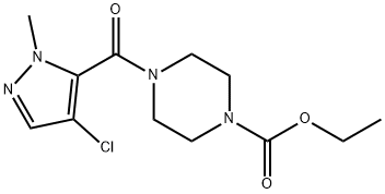 ethyl 4-[(4-chloro-1-methyl-1H-pyrazol-5-yl)carbonyl]-1-piperazinecarboxylate Struktur