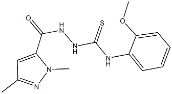 2-[(1,3-dimethyl-1H-pyrazol-5-yl)carbonyl]-N-(2-methoxyphenyl)hydrazinecarbothioamide Struktur