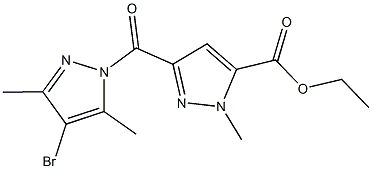 ethyl 3-[(4-bromo-3,5-dimethyl-1H-pyrazol-1-yl)carbonyl]-1-methyl-1H-pyrazole-5-carboxylate Struktur