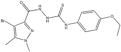 2-[(4-bromo-1,5-dimethyl-1H-pyrazol-3-yl)carbonyl]-N-(4-ethoxyphenyl)hydrazinecarbothioamide Struktur