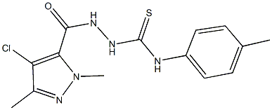 2-[(4-chloro-1,3-dimethyl-1H-pyrazol-5-yl)carbonyl]-N-(4-methylphenyl)hydrazinecarbothioamide Struktur